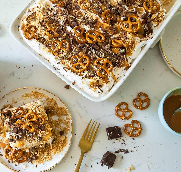 Caramel Pretzel Ice Cream Cake